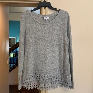 HAVE - L Heather grey long sleeve lace sweater